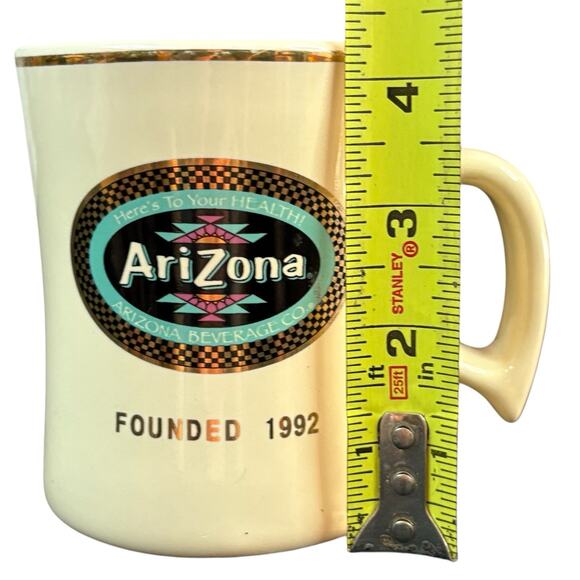 Vintage Arizona Iced Tea Creme Gold Coffee Mug Ceramic Kitchen Advertisement 90s - Picture 2 of 12
